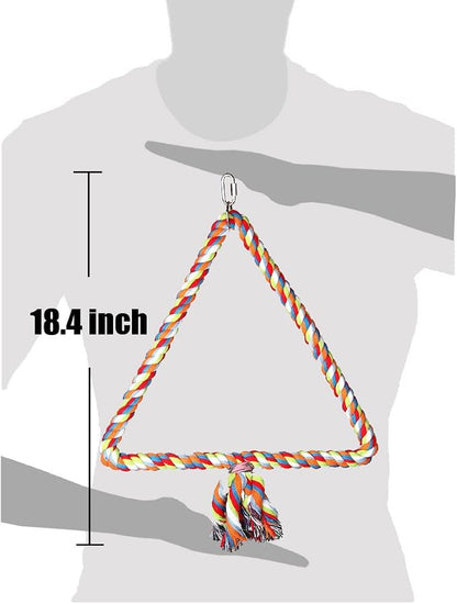 KinTor Medium Triangle Rope Swing Bird Toy Parrot Cage Toys Cages Conure - Image 4