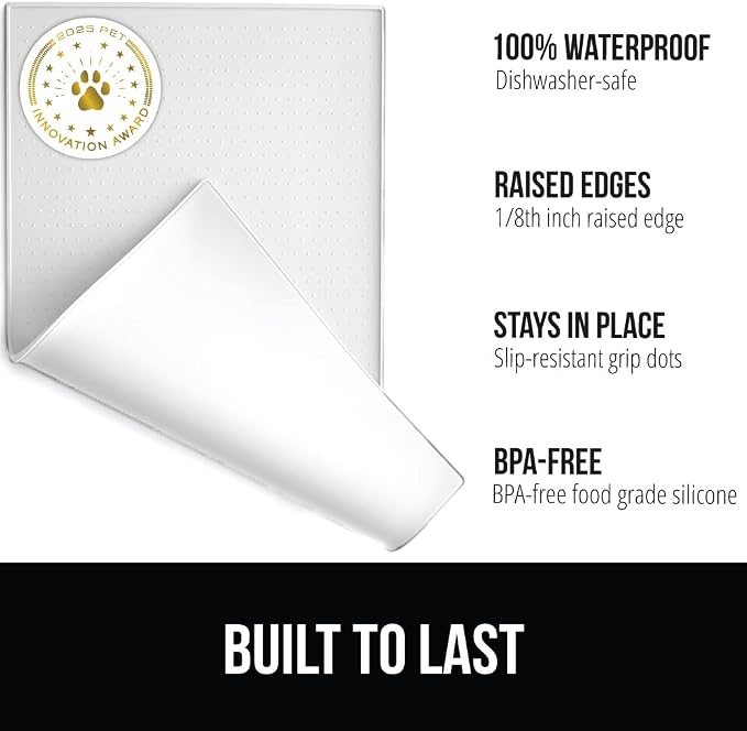 GORILLA GRIP 100% Waterproof Raised Edge BPA Free Silicone Pet Feeding Mat - Image 2