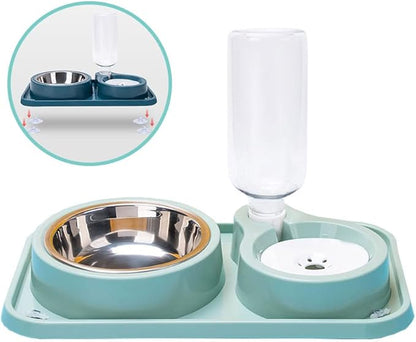 JiangYanus Double Dog Cat Bowls, Pet Water and Food Bowl Set by JiangYanus