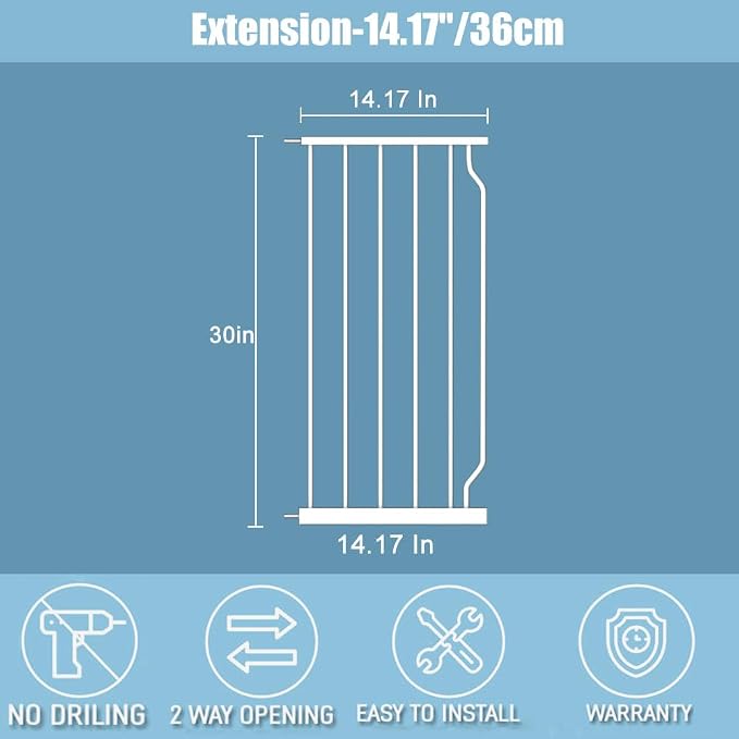 Extra Wide Baby Gate 14.17in Wide Extensions Walk Through Baby Gate Pressure - Image 3