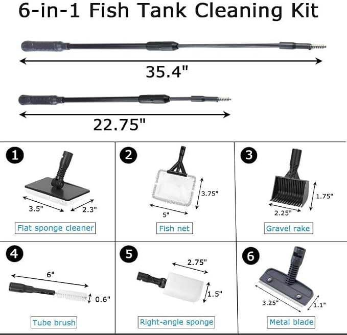 AQUANEAT 6 in 1 Fish Tank Cleaning Tools, Aquarium Cleaner Set - Image 2