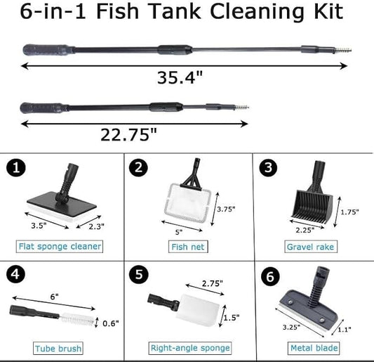 AQUANEAT 6 in 1 Fish Tank Cleaning Tools, Aquarium Cleaner Set - Image 2