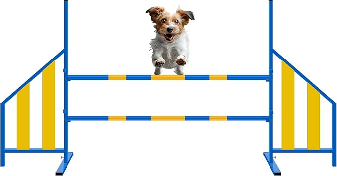 Agility Wing Jumps with Bar Dog Training Hedge Metal Frame Adjustable Pet by Seenelling
