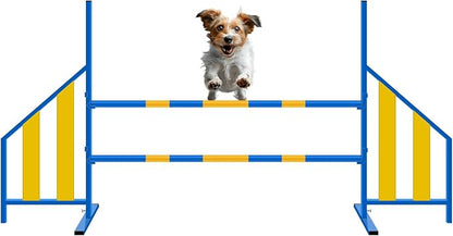Agility Wing Jumps with Bar Dog Training Hedge Metal Frame Adjustable Pet by Seenelling