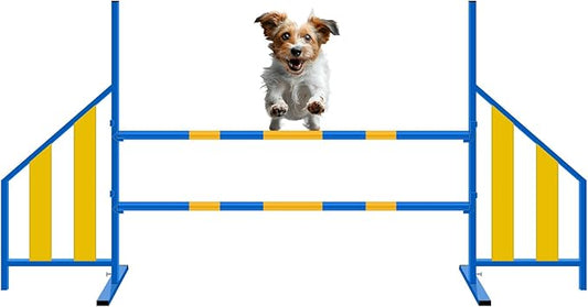 Agility Wing Jumps with Bar Dog Training Hedge Metal Frame Adjustable Pet by Seenelling