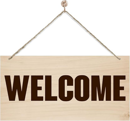 Welcome Sign for Front Door, Welcome Decor Wooden Hanging Sign for Wall Decor by corner+wind