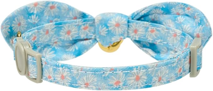 2 Pack Cotton Cat Collar, Removable Bowtie, Floral Pattern, Safety Breakaway - Image 3