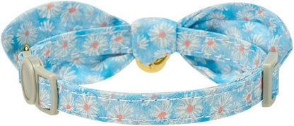 2 Pack Cotton Cat Collar, Removable Bowtie, Floral Pattern, Safety Breakaway - Image 3
