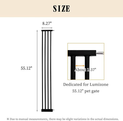 Lumizone Extra Tall Pet Gate 55.12" High Pressure Mounted 8.27" Wide Extension - Image 2