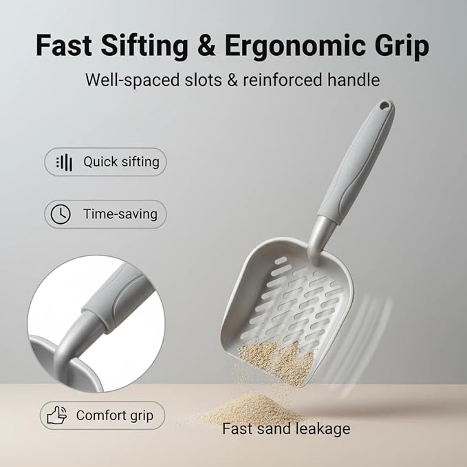 Metal Cat Litter Scoop with Holder, Aluminum Cats Litter Scooper Captures All - Image 3