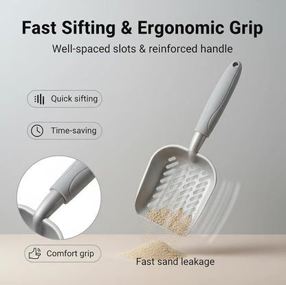 Metal Cat Litter Scoop with Holder, Aluminum Cats Litter Scooper Captures All - Image 3
