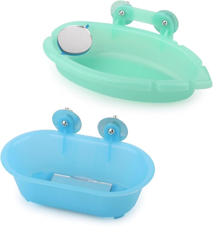 Wontee Bird Bath Box with Mirror Portable Parrot Hanging Bathroom Bathing Tub - Image 7