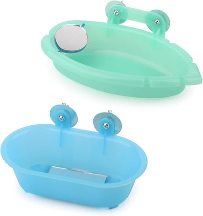 Wontee Bird Bath Box with Mirror Portable Parrot Hanging Bathroom Bathing Tub - Image 7