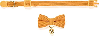 Soft Corduroy Cat Collar with Bell and Bowtie, Safety Breakaway Clasp, - Image 4
