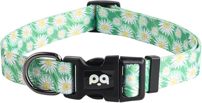 QQPETS Adjustable Soft Dog Collar: Print Flower Pink Multicolor Cute Patterns by QQPETS