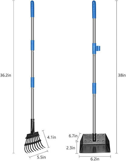 QiMH Upgraded Dog Pooper Scooper Extra Large, Adjustable Long Handle Stainless - Image 3
