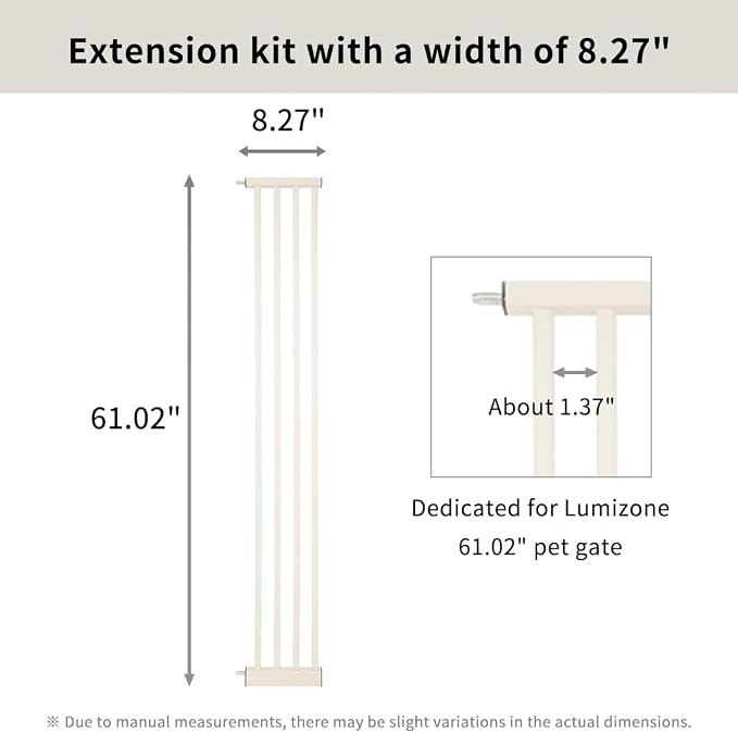 Lumizone Extra Tall Cat Gate Extension Kit 61.02" High Pressure Mounted 8.27" - Image 3