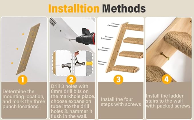 4 Steps Cat Wall Shelves Cat Wall Stairs - Image 8
