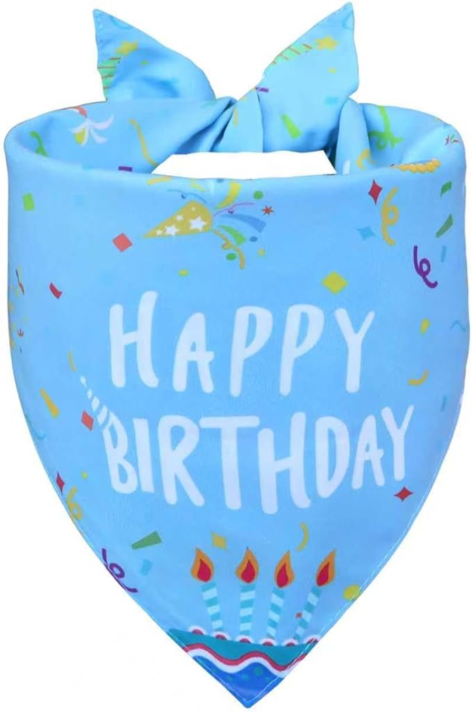 Dog Birthday Bandana Boy for Large X-Large Dogs, Reversible 2 Patterns in 1 - Image 2