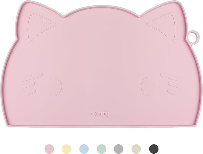 Coomazy Cat Food & Water Mat, Thicker Non-Slip Silicone Mat by Coomazy