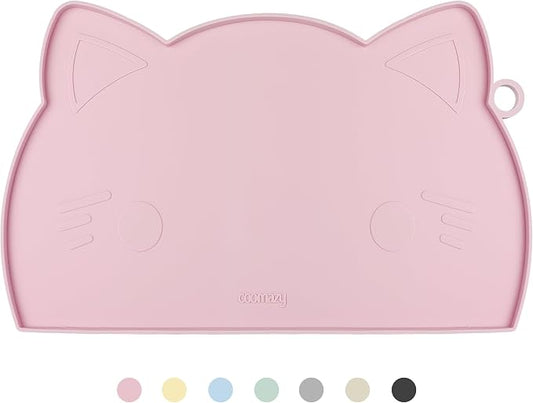 Coomazy Cat Food & Water Mat, Thicker Non-Slip Silicone Mat by Coomazy