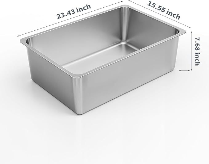Kirecoo Stainless Steel Cat Litter Box XXL- Metal High Sided Cat Pan, Large - Image 2