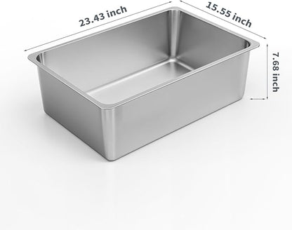 Kirecoo Stainless Steel Cat Litter Box XXL- Metal High Sided Cat Pan, Large - Image 2