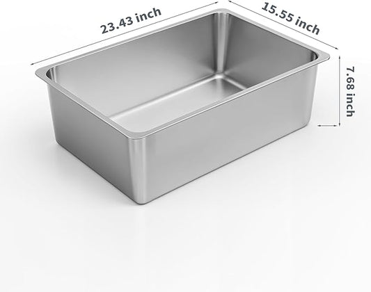 Kirecoo Stainless Steel Cat Litter Box XXL- Metal High Sided Cat Pan, Large - Image 2