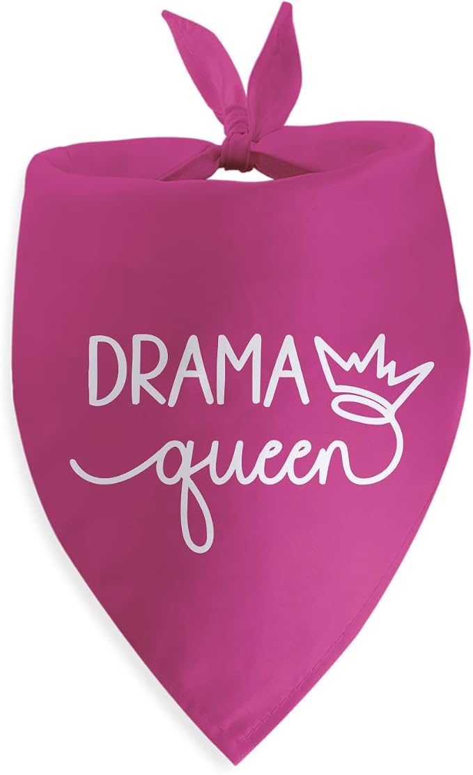 Drama Queen Printed Dog Bandana Funny Dogs Mom Birthday Gifts Pink Dog Bandana by SYIJIMSJKT