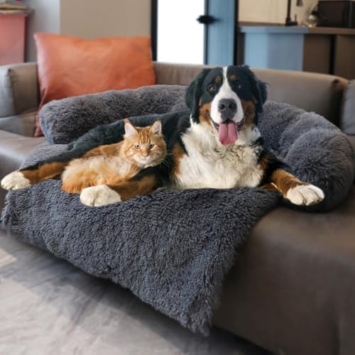 Calming Dogs/Cats Bed Mats, Dog Pad Washable Removable Couch Cover, Plush Long by Tinaco