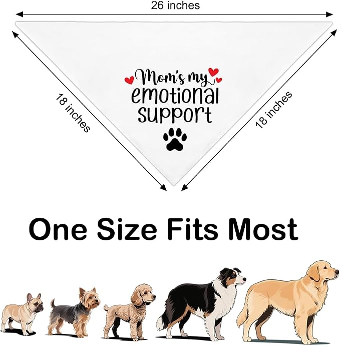 Mom’s My Emotional Support White Dog Bandana, Decor Accessories - Image 2