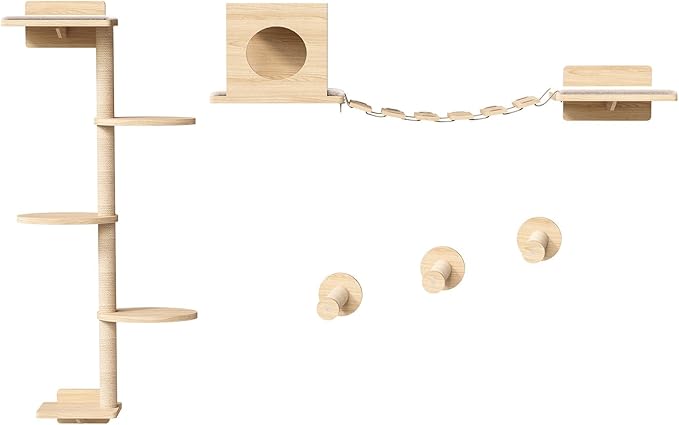 HOOBRO Wood Cat Wall Shelves for Large Cats, 11-Piece Cat Wall Furniture by HOOBRO