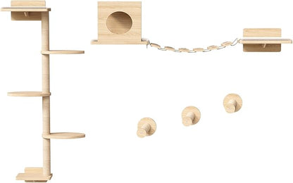 HOOBRO Wood Cat Wall Shelves for Large Cats, 11-Piece Cat Wall Furniture by HOOBRO