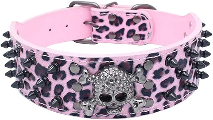 Serijoars Spiked Studded Dog Collar, PU Leather Dog Collar, Adjustable Pet by Serijoars