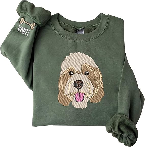 Custom Pet Embroidered Sweatshirt, Custom Dog Face Embroidered Sweatshirt by Lullbabymall
