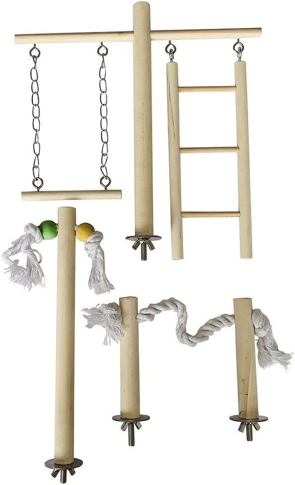 PINVNBY Bird Playground, Wood Parrot Play Gym Stand Perch Bird Cage Accessories - Image 8