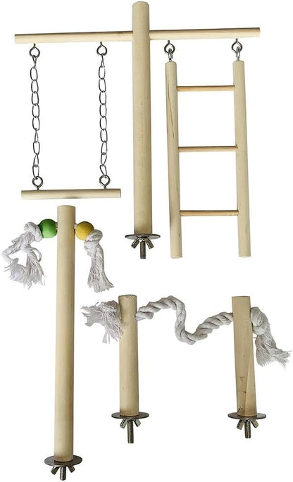 PINVNBY Bird Playground, Wood Parrot Play Gym Stand Perch Bird Cage Accessories - Image 8