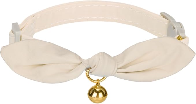 Bunny Ear Cat Collar with Bell and Bow Tie, Breakaway Cute Bowtie Kitten Collars by YUDOTE