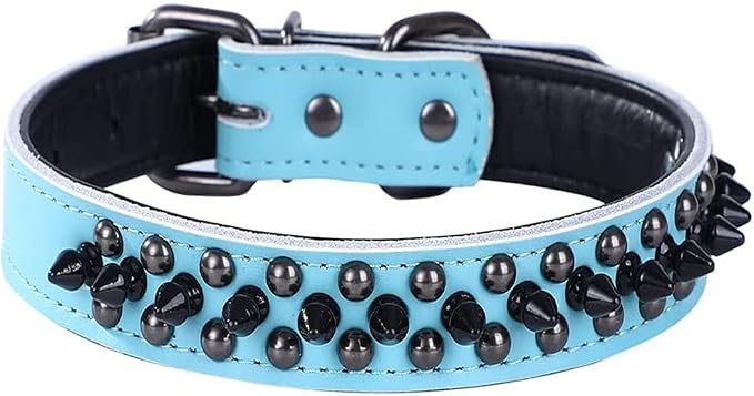 Spiked Studded Dog Collar, Genuine Leather Dog Collar, Adjustable Pet Collars by Unknown