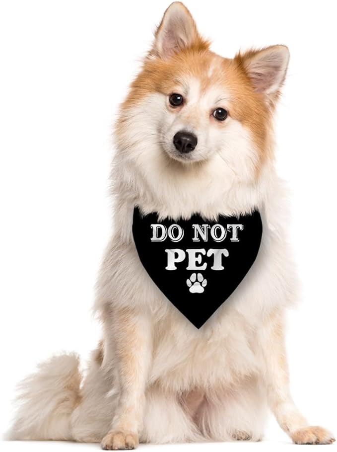 Do Not Pet Dog Bandana, Gift for Dogs Lover, Funny Cute Pet Triangle Scarf - Image 2