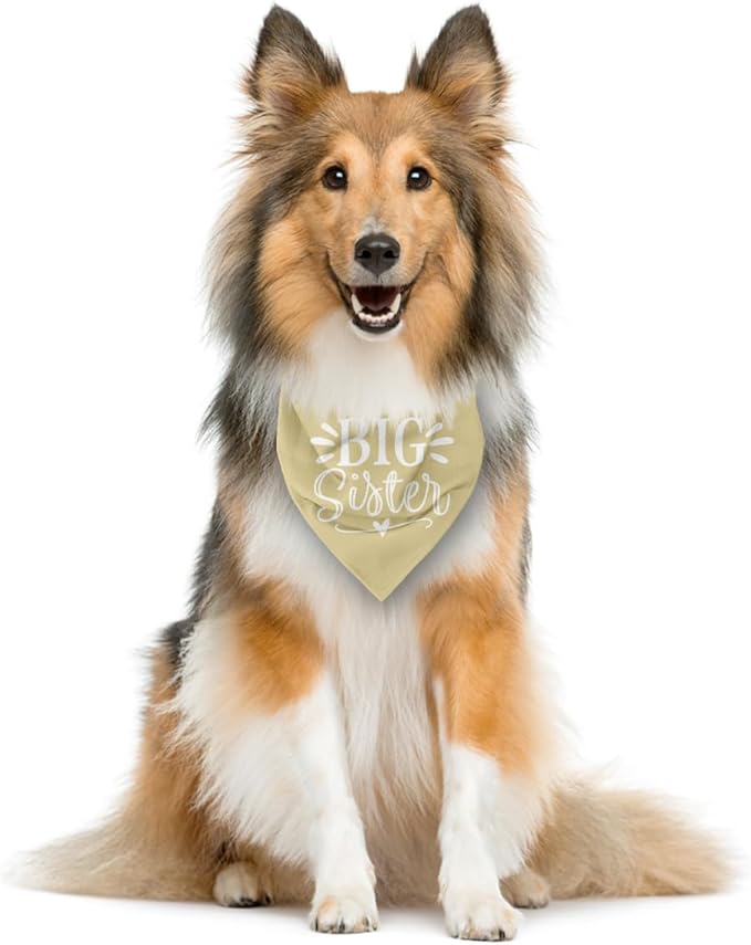 Big Sister Dog Bandanas, Light Yellow Dog Bandana, Pet Scarf Triangle - Image 4