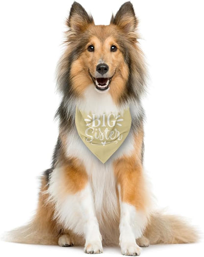 Big Sister Dog Bandanas, Light Yellow Dog Bandana, Pet Scarf Triangle - Image 4