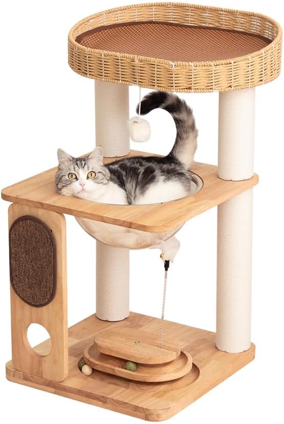 Wood Cat Tree for Large Cats, Modern Cat Tree Tower by PETTIFULCATTREE