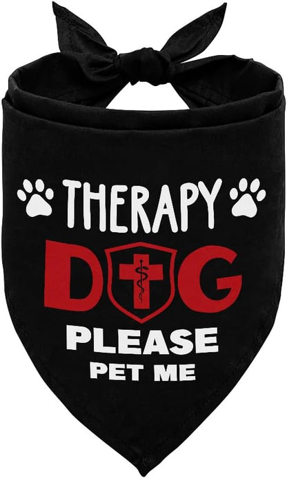 Dog Bandana, Therapy Dog Please Pet Me with, Dogs Scarf Classical Printing by AUII+JO+DESIGN