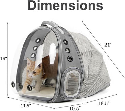 Back Expandable Cat Backpack Carrier, Fit up to 12 lbs, Space Capsule Bubble - Image 2