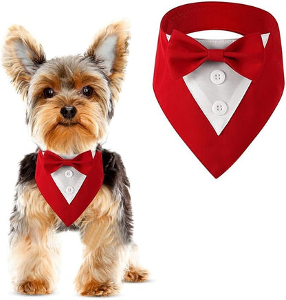 Dog Wedding Bandana, Formal Dog Tuxedo Adjustable Pet Collar by DOGTACT