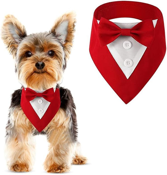 Dog Wedding Bandana, Formal Dog Tuxedo Adjustable Pet Collar by DOGTACT