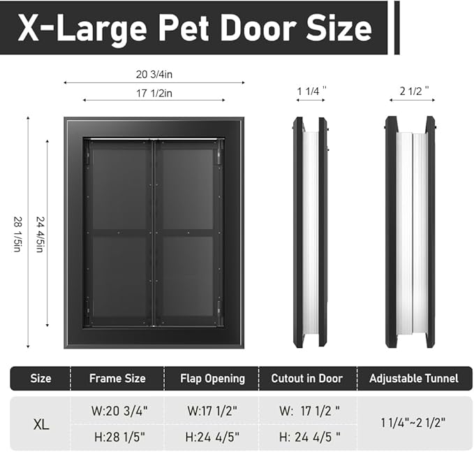 【PATAPLUS】 Aluminum French Large Dog Door, Strong Double Magnetic Flaps - Image 6