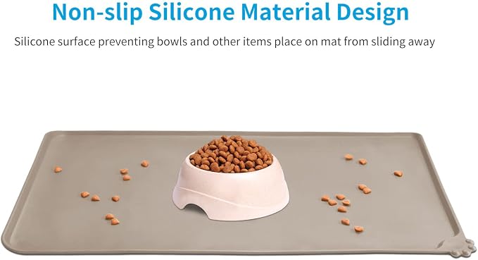 AUDWUD Silicone Waterproof Pet Feeding Mats, Anti Slip Bowl Pad, Dog Mat - Image 2