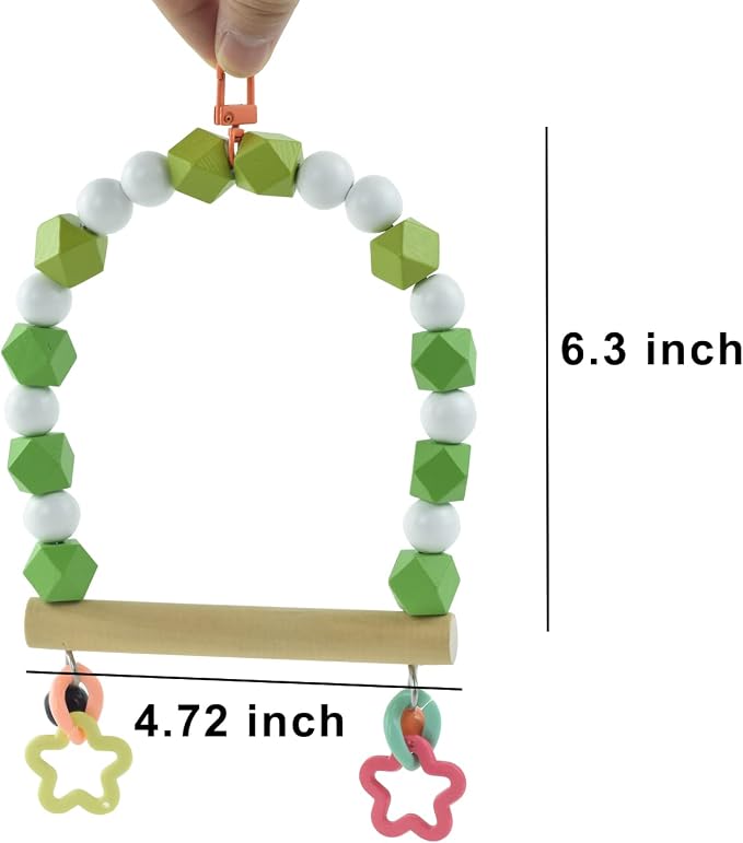 Wooden Bird Swing Perch for Parakeet, Small Birds Hanging Cage Stands - Image 5